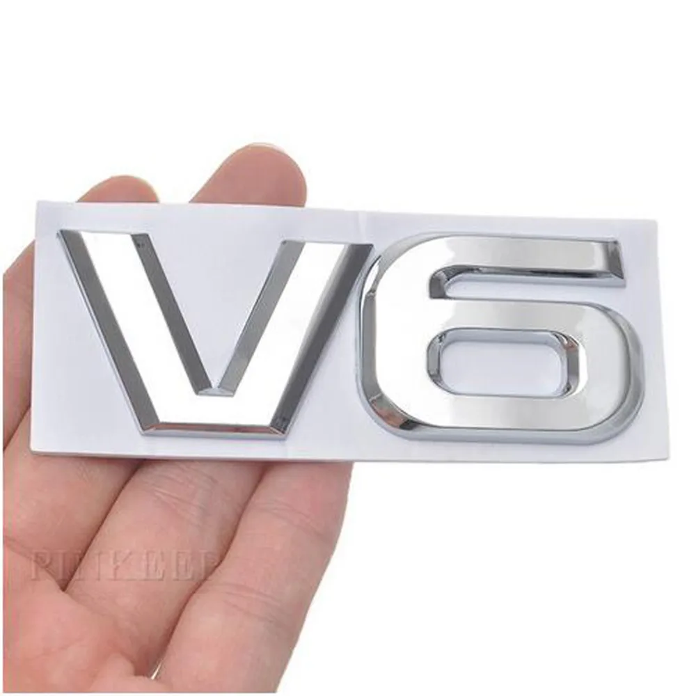3D Metal V6 Engine Display Car Sticker Emblem Badge V6 Emblem 3D Badge Truck Nameplate Sticker Decal Replacement