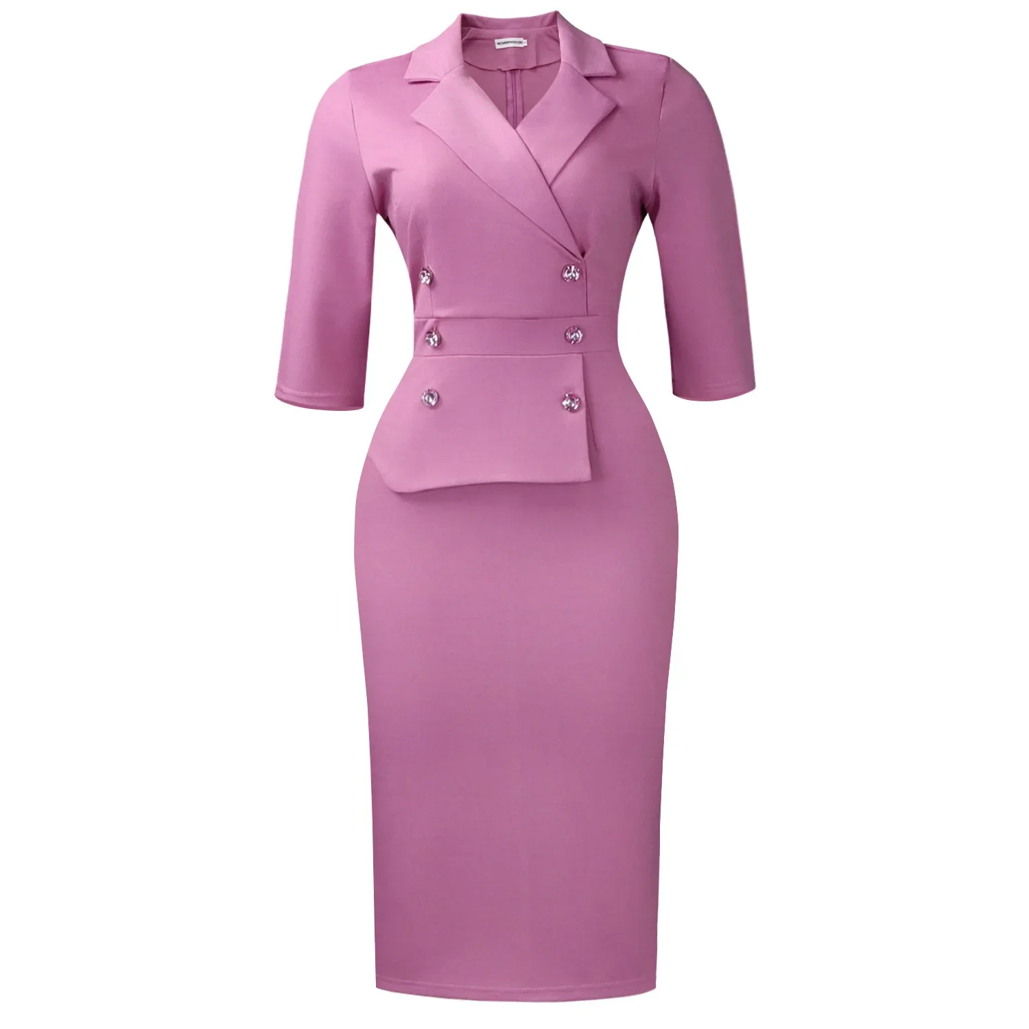 

Women's Fashion High-Waisted Slim-Fit Pencil Skirt Large Size with Five-Button Jacket-Style Collar Dressy Skirt