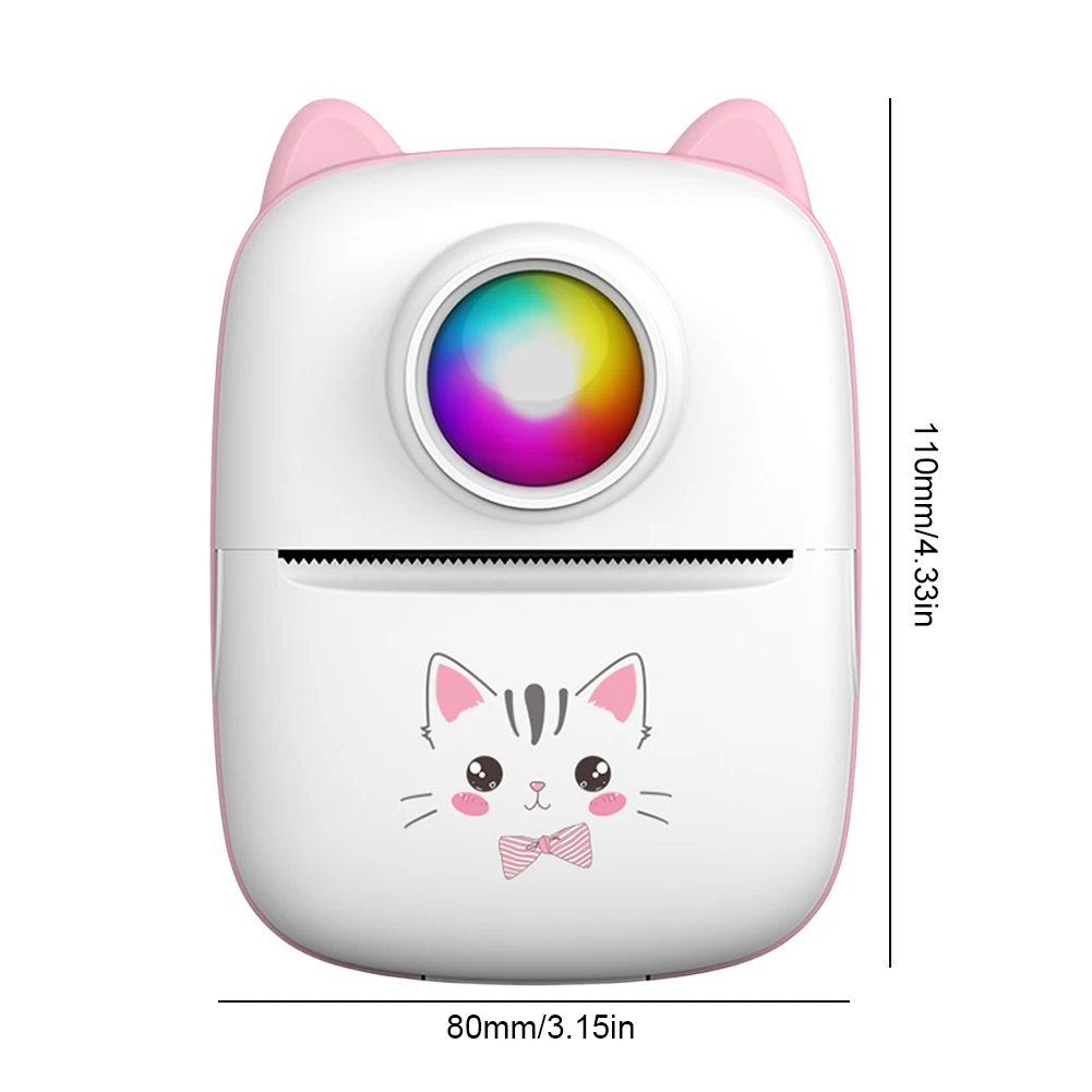 Портативный мини-термопринтер, беспроводной BT, 200 точек на дюйм, принтер для клейких этикеток без чернил с USB-кабелем, печать с неправильным вопросом