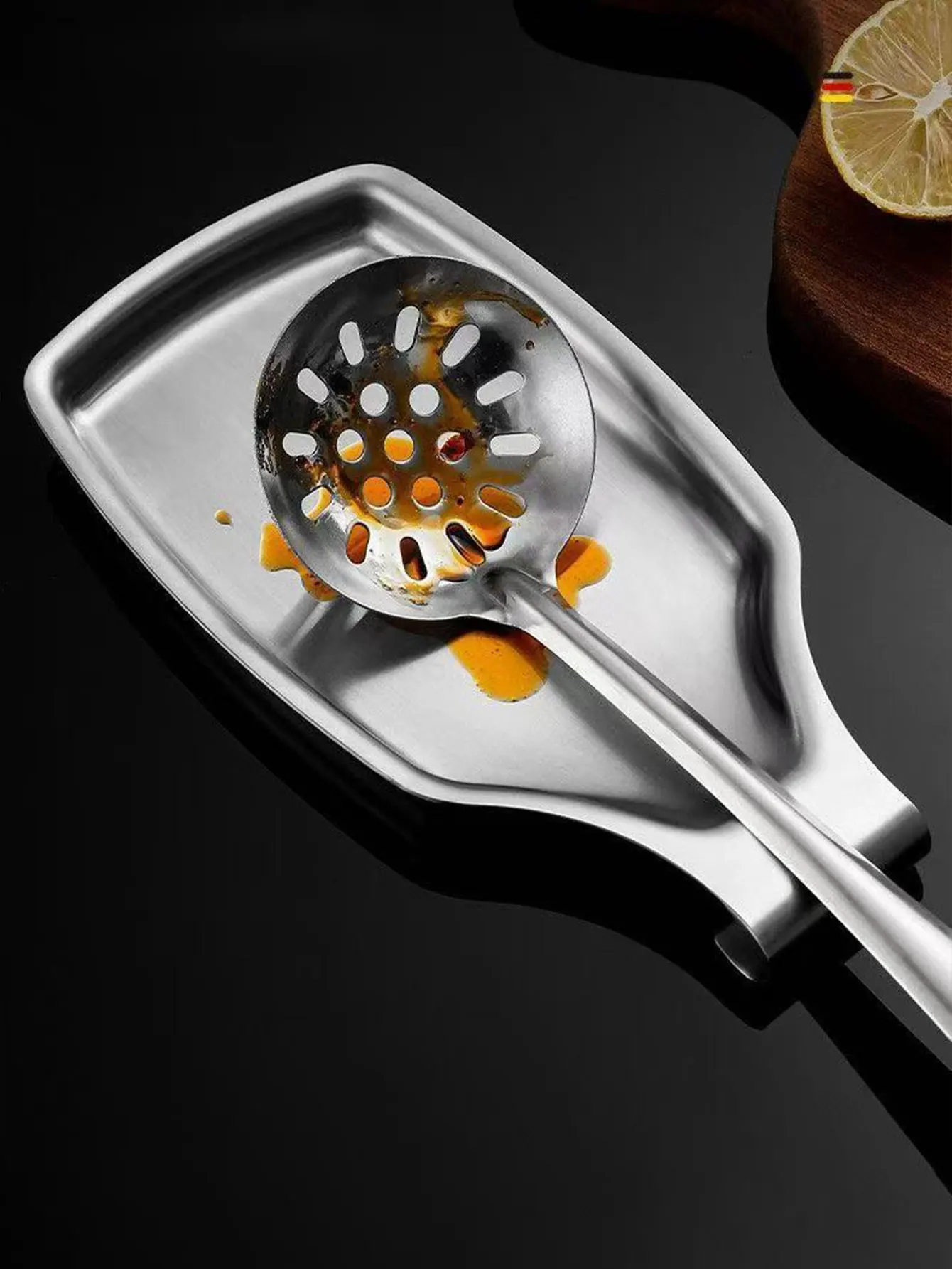 Bandeja de aço inoxidável rack colher de cozinha titular espátula bandeja colher resto arroz colher rack armazenamento buffet colher titular 1 pçs
