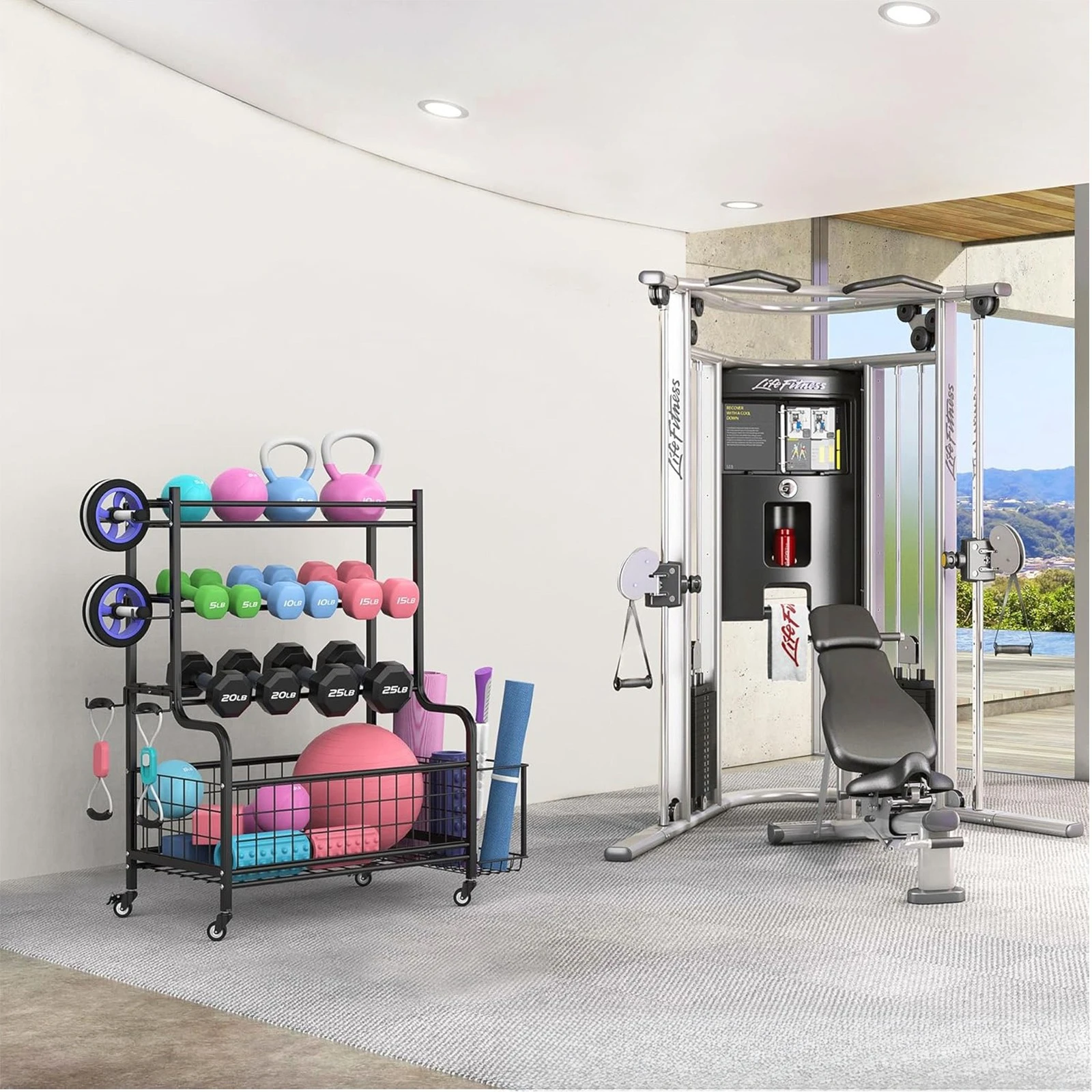 Cross-border heavy-duty dumbbell rack Gym rack Kettlebell yoga mat Storage storage rack