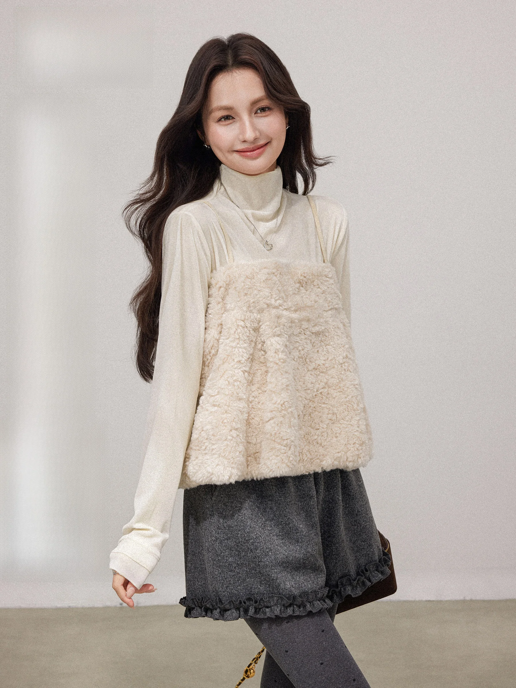 

Women's Plu ter Vest Set Two-Piece High Ne Base irt Ensemble Spring 2026 Korean Sle Layering Faion Casual Wear
