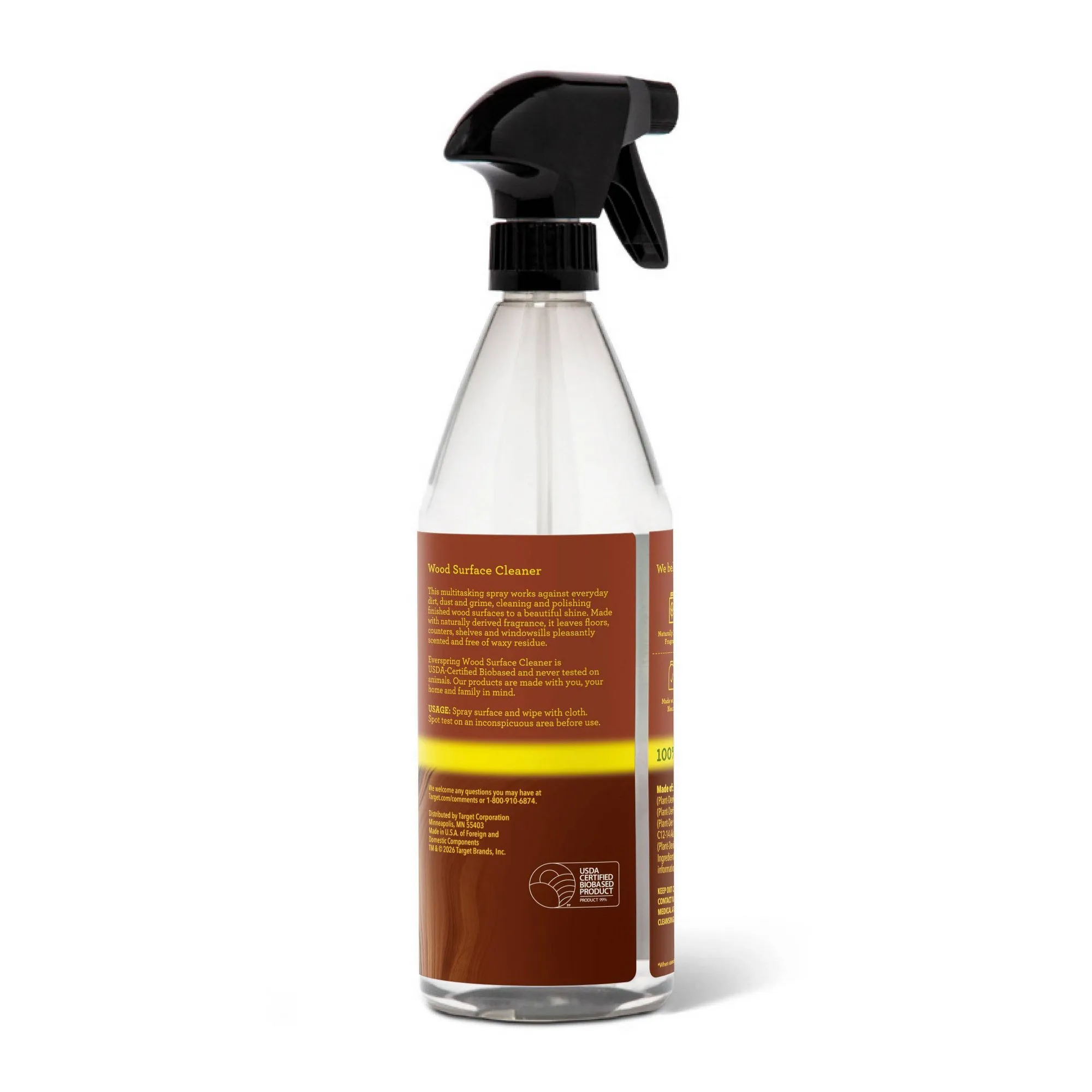 Lemon Mint Wood Surface Cleaner Liquid Pouch For Furniture Care, Gentle Shine And Protective Finish For Home Use