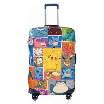 Housse de protection pour bagages de voyage Pokemon Pikachu personnalisée, lavable, adaptée à 18 à 32 pouces
