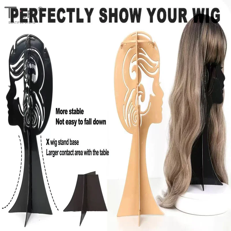 

1 шт., подставка для портретных париков, портативная складная подставка для париков, пластиковая шляпа, дисплей, держатели для головы парика, вешалка для парика 16x35 см, парикмахерская, домашнее использование