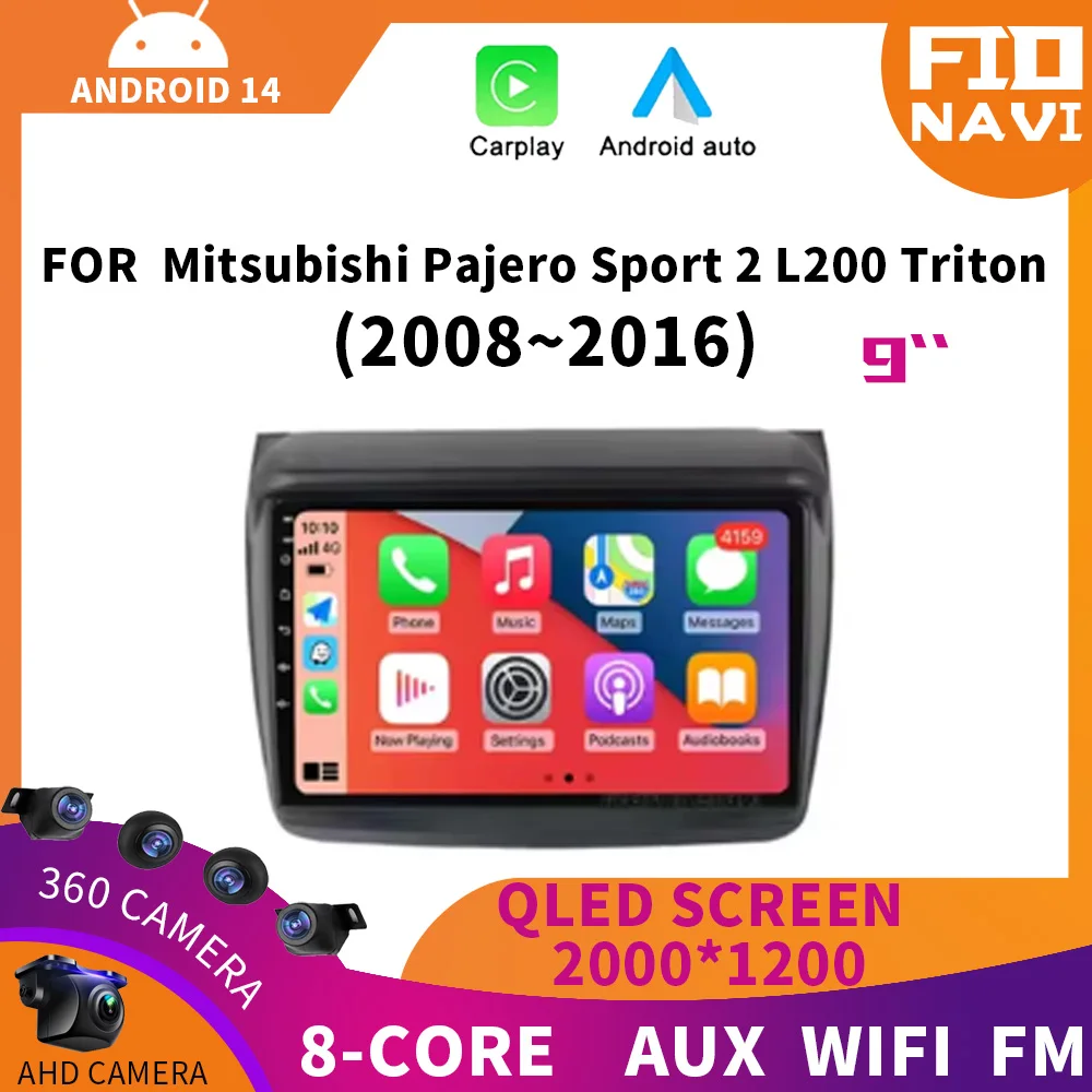 

Android 14 For Mitsubishi Pajero Sport 2 L200 Triton 2008 - 2016 Car Radio GPS 4G Multimedia Video Player Wireless Carplay+Auto