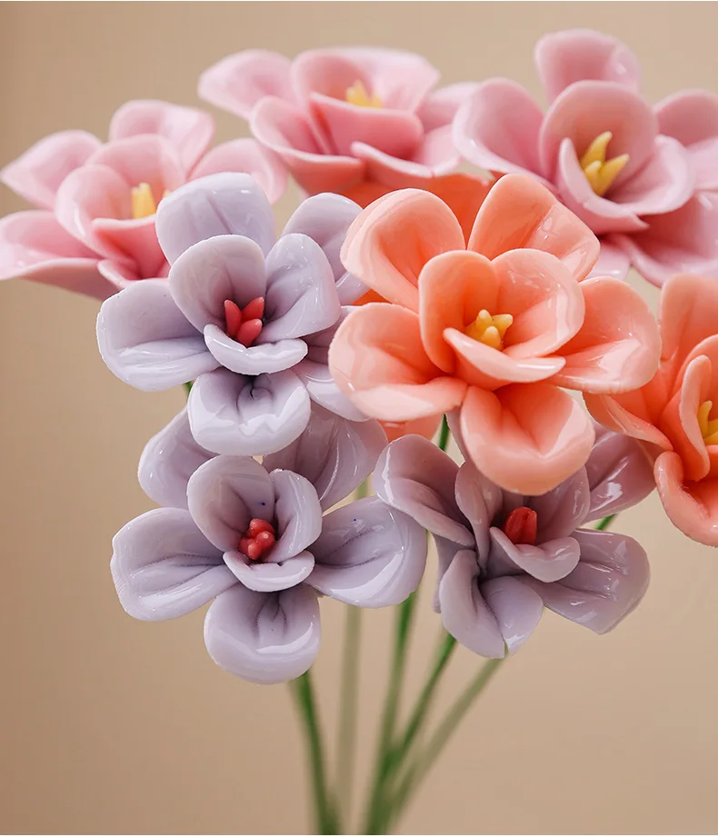 5 Stück Wildblumen Hochtemperaturbeständige Handgefertigte Keramik-Simulationsblumen Ewige Blumen für Geschenke und Heimdekoration – Detail 2