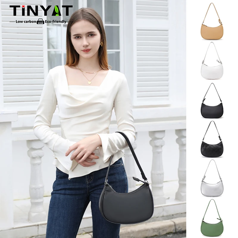 TINYAT Damen-Mondtasche, Leder, Schultertasche, Umhängetasche für Damen, Handtasche, luxuriöses Design, leicht, für Partys, fertig, für den täglichen Gebrauch