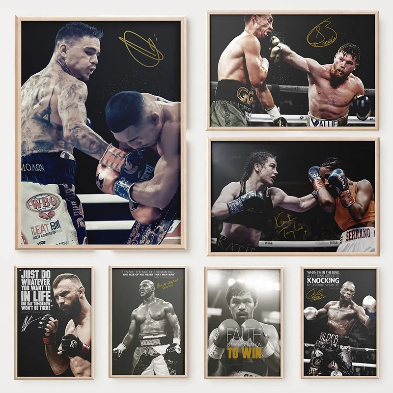 الملاكمة المنافسة صور الملاكم توقيع المشارك الحديثة ملهمة يقتبس حائط لوح رسم الفن لصالة الألعاب الرياضية غرف معيشة المنزل ديسمبر #1