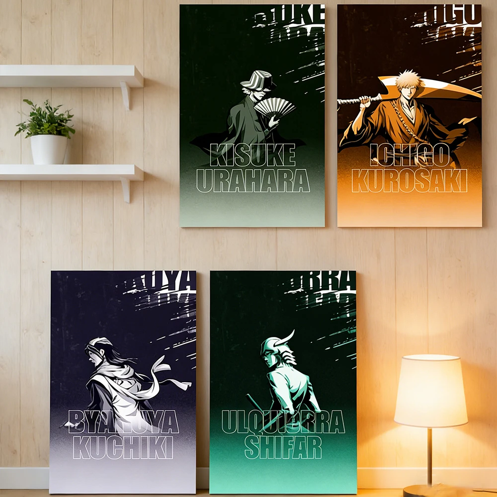 Bleach Anime Canvas Wall Art Kisuke Urahara Ichigo Kurosaki Byakuya Kuchiki Ulquiorra Shifar Posters Modern Home Game Room Decor