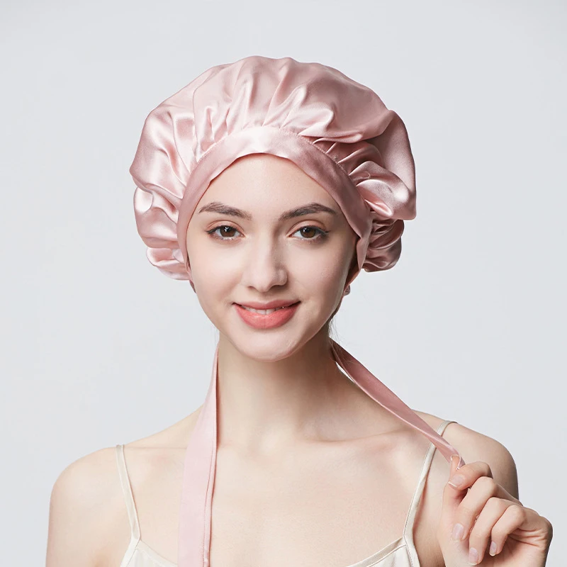 

2PCS Pure Silk Women Sleep Cap Home Hair Care Maternity Hair Bonnet Luxury Silk Adjustable Night Cap Head Wrap Hair Protection