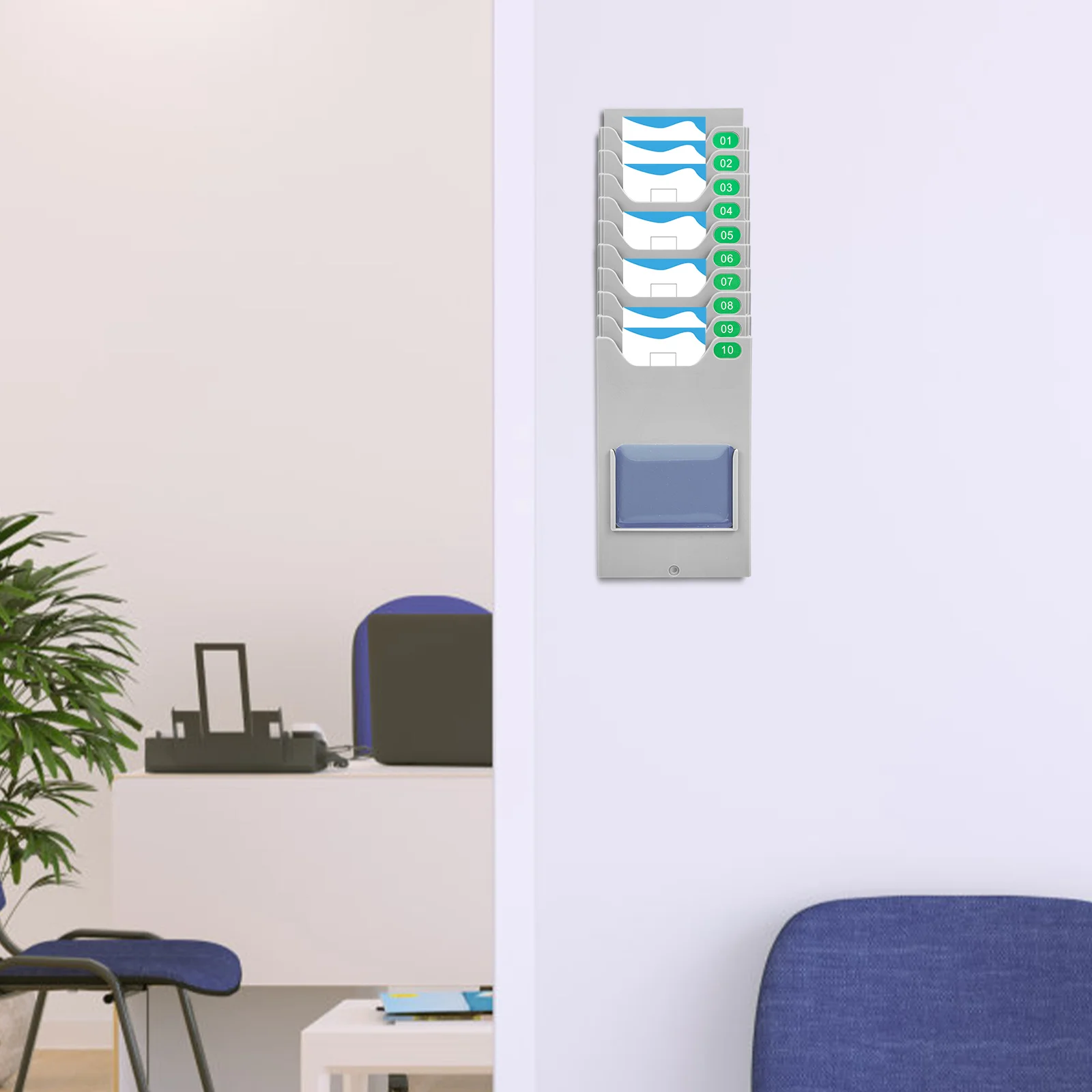 

Material Card Rack 11.8CM Plastic Wall Shelf Employee Attendance File Holder Warehouse Storage Organizers Document