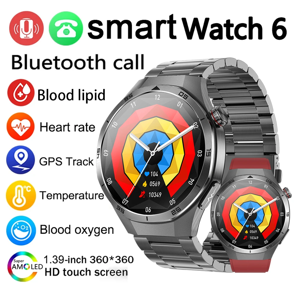 

2026 New Health detection ECG+PPG Uric Acid Blood Oxygen Lipids Body Analysis Smart Watch Clock Bluetooth BT Call SmartWatch Men