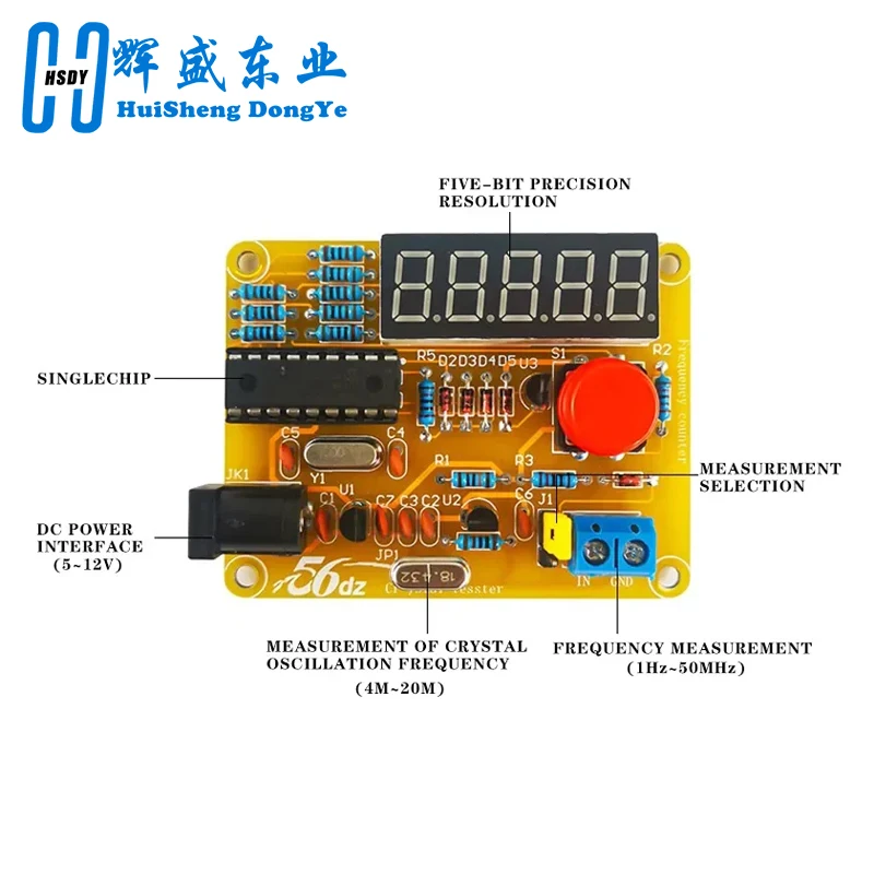 High Precision Crystal Oscillator Measuring Circuit 1Hz-50MHz Digital Frequency Meter Design DIY Welding Kit