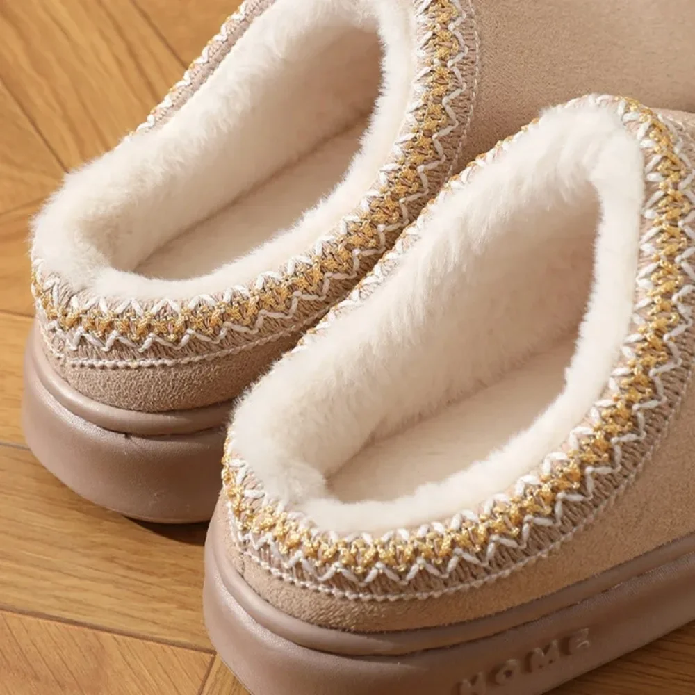 New Fashion Fluffy Platform Slippers for Women 2024 Winter Plush Warm Cotton Shoes Woman Comfort Non Slip Unisex Home Slippers image 5