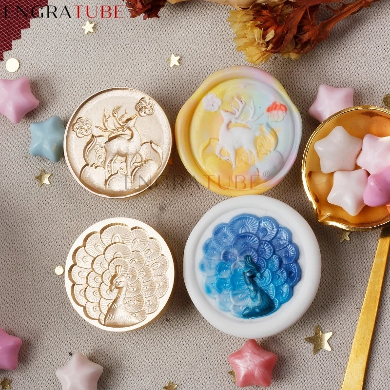 3D Relief Sealing Wax Stamp Peacock Eagle Deer Horses Bird Rabbit DIY Envelopes Wedding Invitation Gift Packaging Scrapbooking