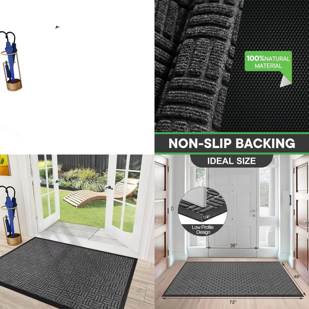 

Прочный водонепроницаемый придверный коврик, универсальный (для улицы и дома), 73x46, грязезащитный, супервпитывающий, серый