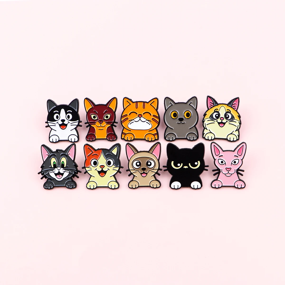 مزيج 10 قطعة/المجموعة الحيوانات الأليفة القط المينا دبابيس معدنية محبوب بروش ظهره قبعة حقيبة طوق شارات الرجال النساء مجوهرات الأزياء جمع هدية