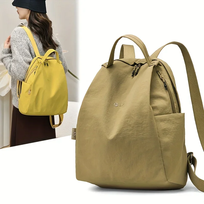 Large‑Capacity Water‑repellent Nylon Student Schoolbag Light Travel Handbag Teen Daily Carry Bag