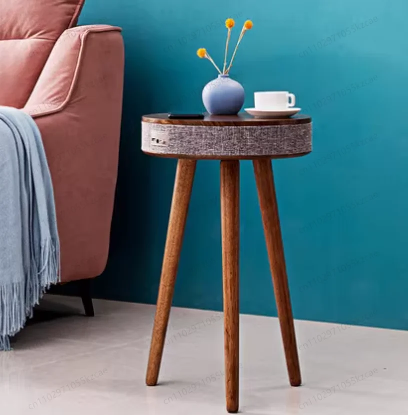 Wood Night Stand Table Wireless Charging Smart Speaker Coffee Table Blue Tooth Speaker