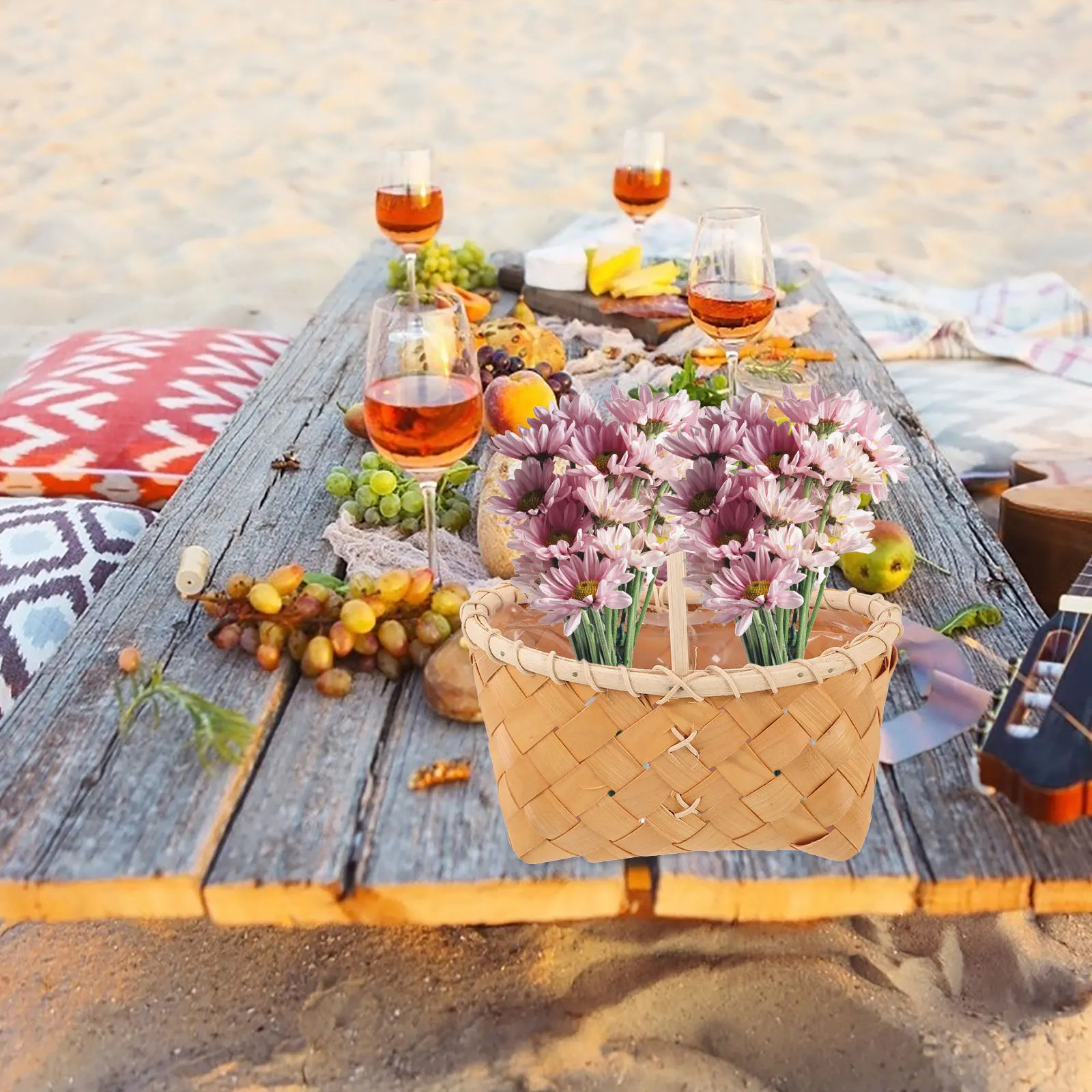 

Woven Snack Snack Portable Wooden Wooden Woven Basket Bread Fruit Basket For Garden Baskets For Gathering Vegetables Picnic