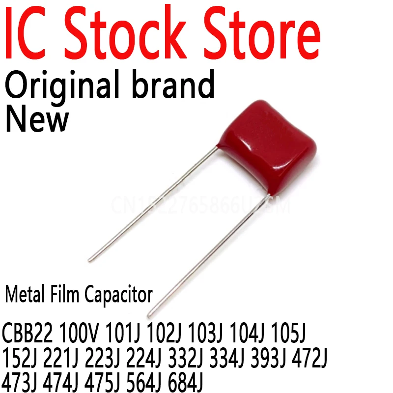 10PCS Kondensator z folii metalowej CBB22 100V 101J 102J 103J 104J 105J 152J 221J 223J 224J 332J 334J 393J 472J 473J 474J 475J 564J 684J