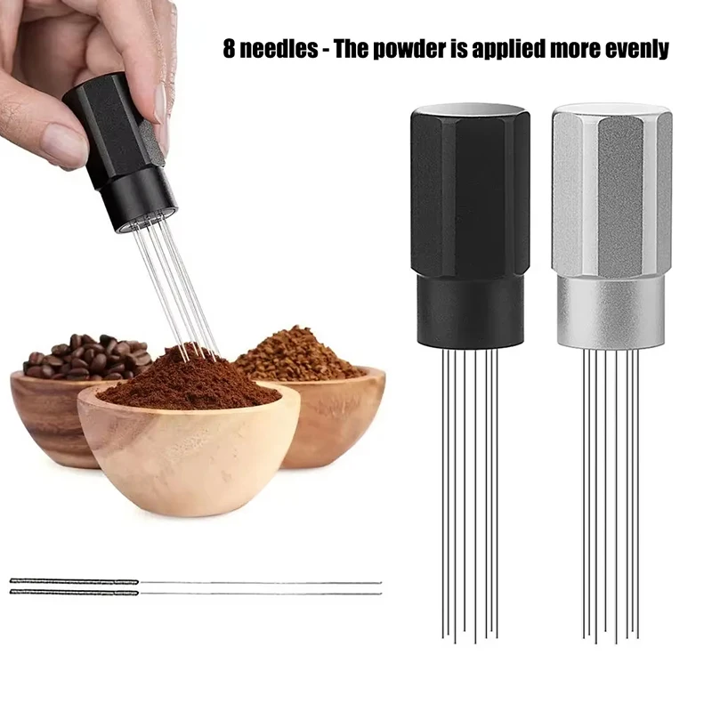 Aluminum Alloy Coffee Cloth Powder Needle 8-Needle Mixer Disperses Clumps Evenly With Magnetic Suction For Convenient Storage