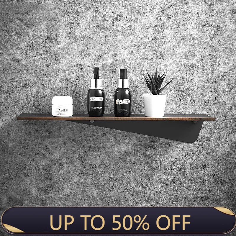 30-50cm-aluminum-bathroom-storage-shelf-black-white-walnut-wall-mounted-bathroom-shower-gel-shampoo-holder-bathroom-accessories