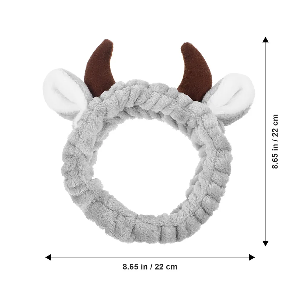 

2 шт. очаровательных повязок на голову в виде коровьих рожек, мягкие и прочные резинки для волос для макияжа, умывания, спа-процедур, аксессуары в животном стиле