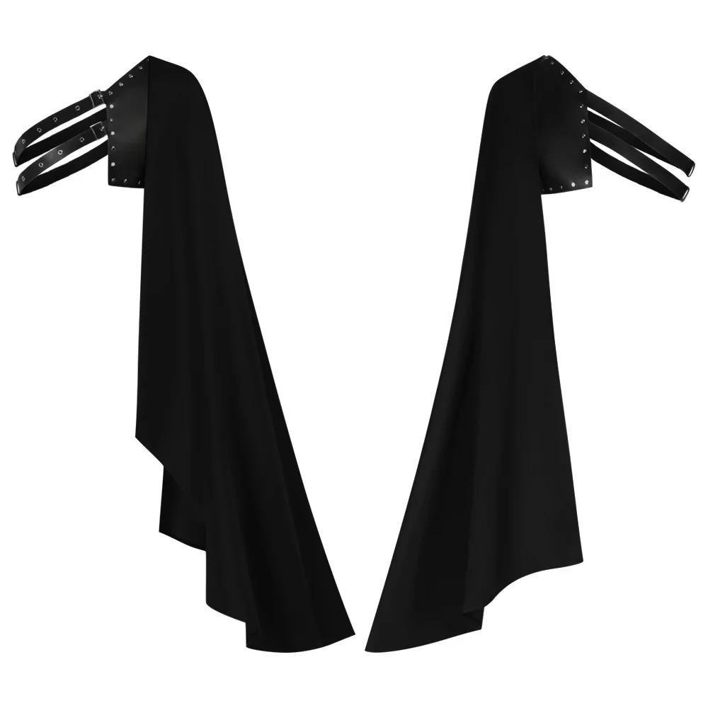 Mens Medieval Roman Knight Warrior Cosplay Cloak Halloween Theme Party Samurai Rider Costume Half Shoulder Shawl Cape