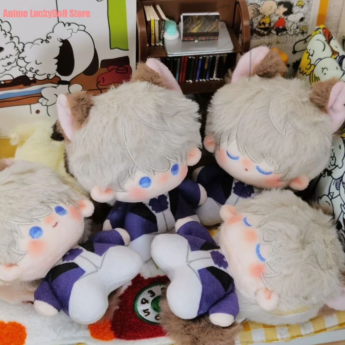 Anime Love and Deepspace Xavier Cosplay Kawaii Cat Ear Tail Plush Stuffed Toys Fluffy Maumet Puppet Doll Halloween Mascot Gift