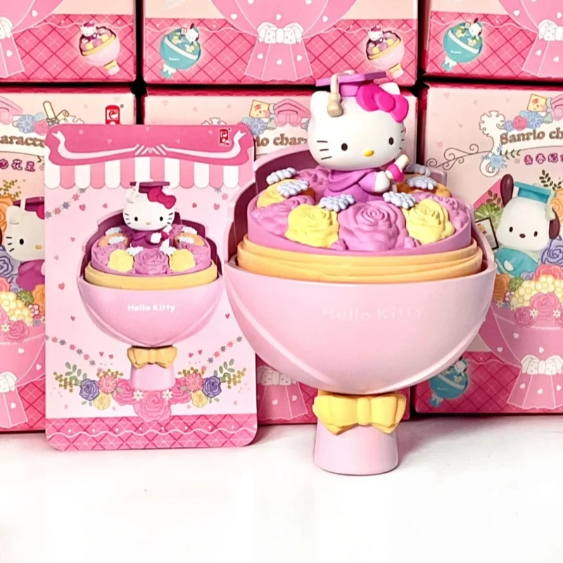 Sanrio Boeket Serie Blinde Doos Mymelody Kuromi Cinnamoroll Kleine Tweelingsterren Kt Pom Pom Pin Ornament Model Speelgoed Cadeau