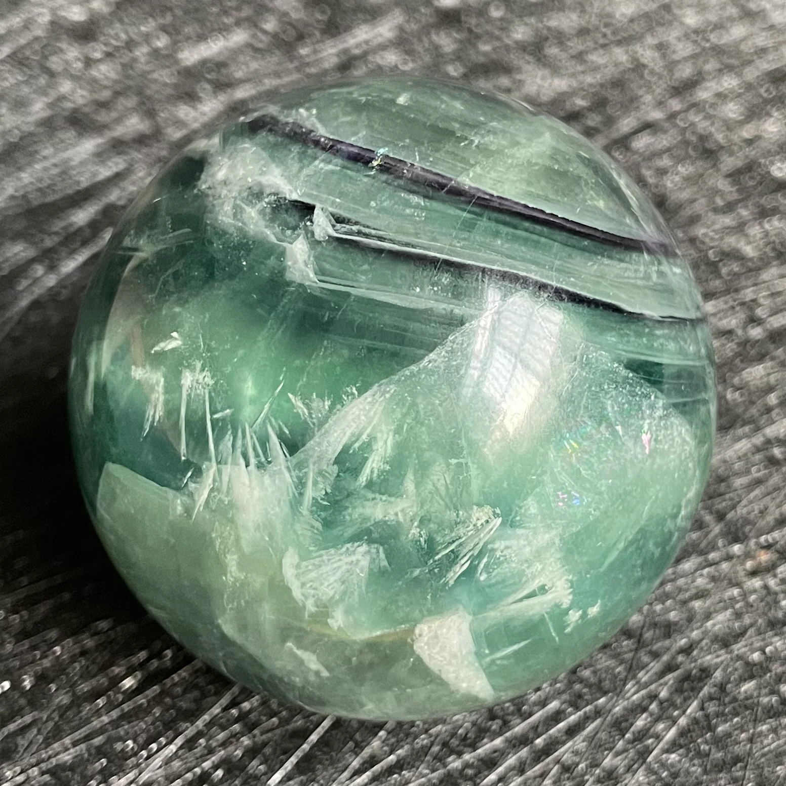 292g Natural Feather Fluorite Rock Polished Crystal Ball Quartz Sphere Feng Shui Decoration Gift Reiki Healing w8