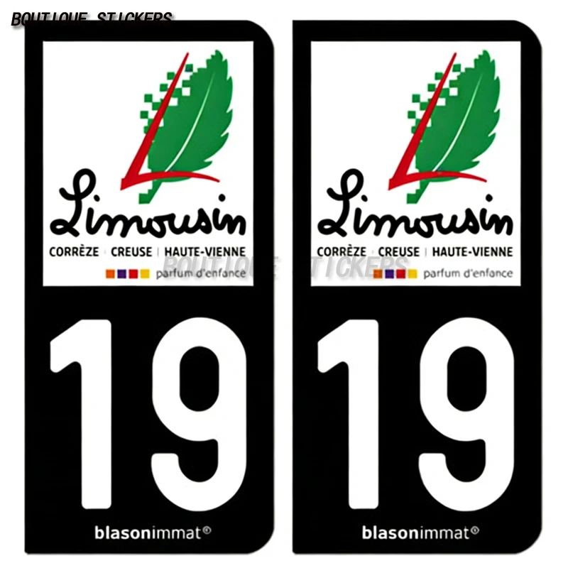 

2Pcs Autocollant plaque d'immatriculation française noir bleu19 Limousin-Tourisme Nouvelle-Aquitaine-Région Ussel-Armoiries
