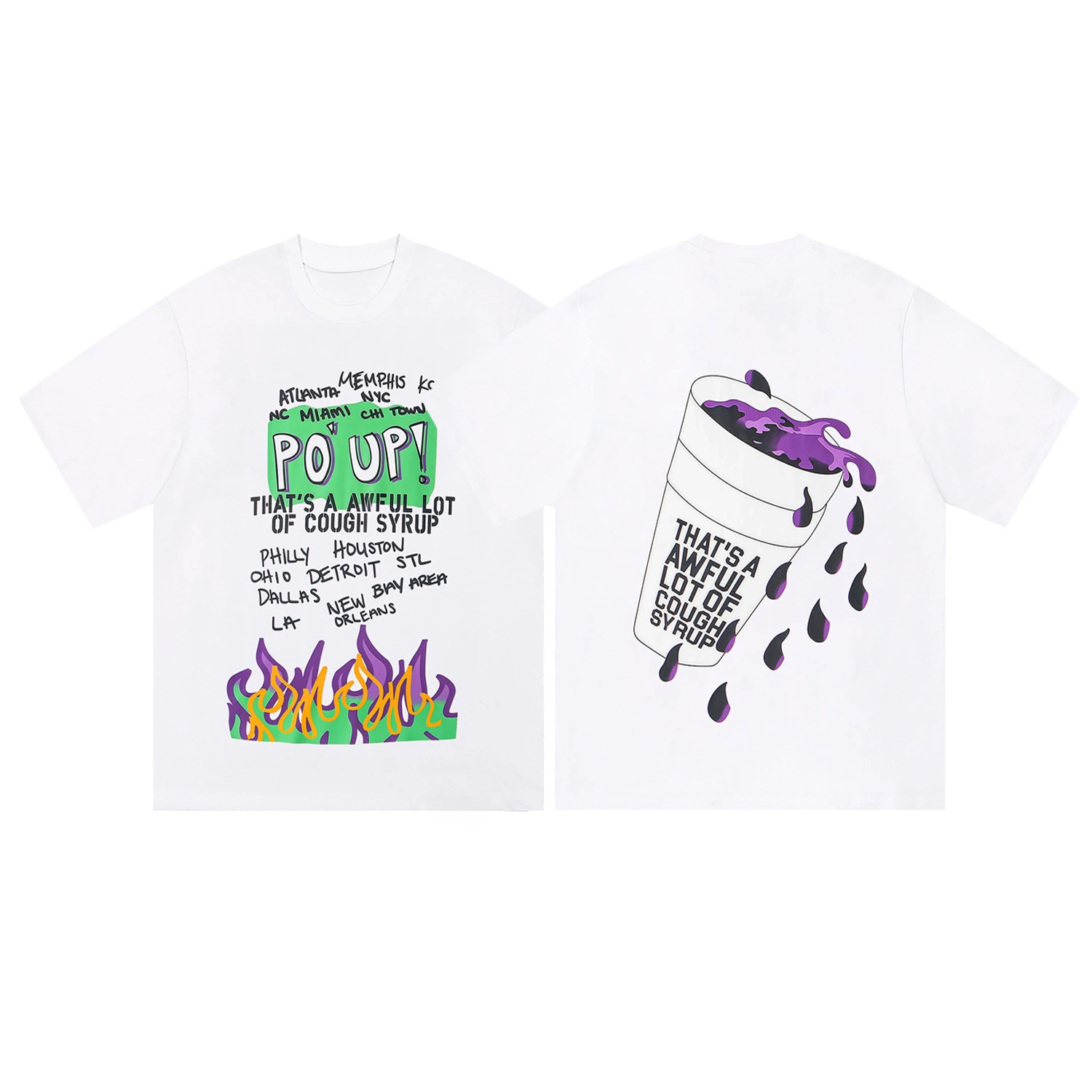 Rare Summer THAT. SA AWFUL LOT OF COUGH SYRUP Cotton Tees Graphic Printing High-end Luxury Unisex Style Both of Men and Women