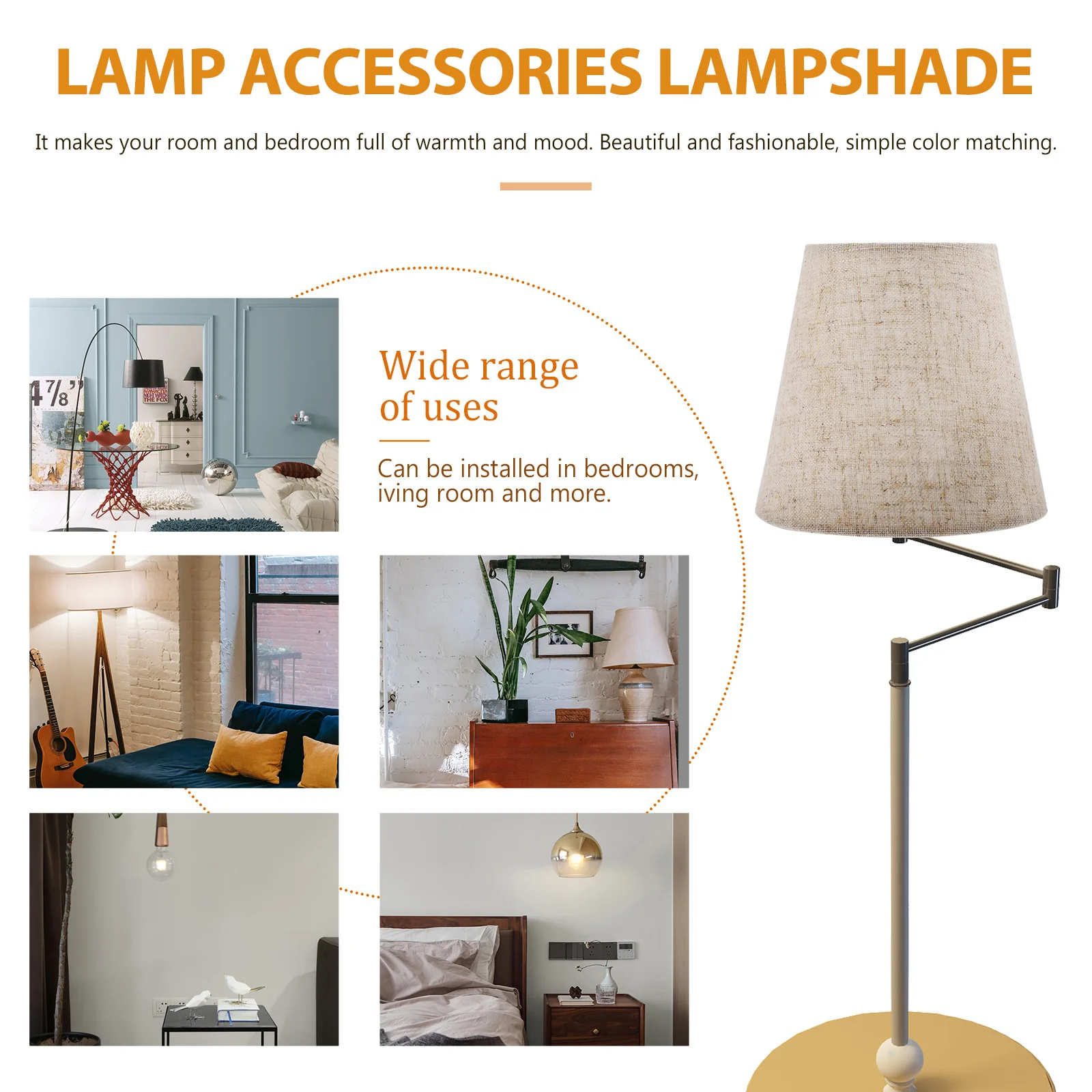 

6pcs Fabric Lampshade Hanging Shade Chandelier Lamp Cover Ceiling Light Cover Soften Bright Light Home Decorative Linen Lamp
