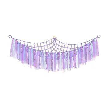 Dolması hayvan köşe hamak asılı depolama Net uzunluk için püsküller ile 150cm kreş yatak odası yırtılmaya dayanıklı malzeme çok amaçlı