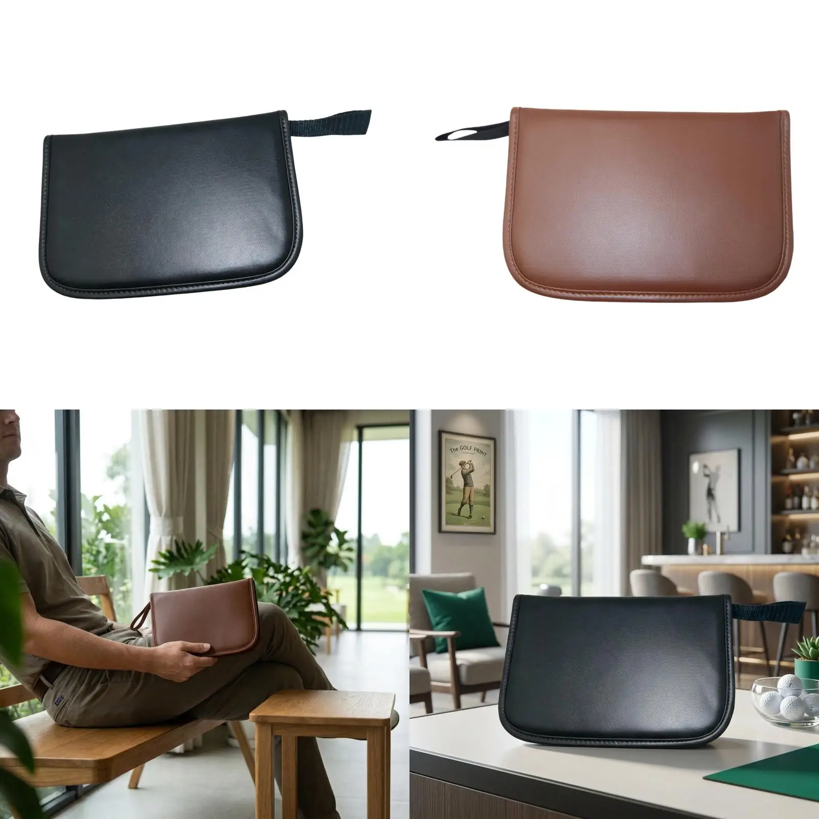 Golf Ball Bag Pouch Carrying Case PU Leather Multifunctional Golf Tool Bag Holder