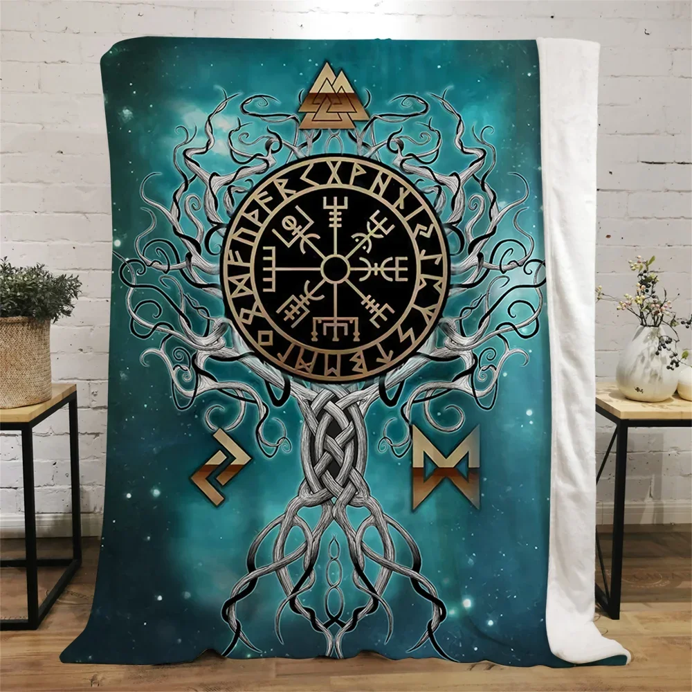 3D Viking Pirate Blankets Fashion Viking Tattoo Blanket Home Vacation Casual Blanket Sofa Travel Office Fashion Throw Blanket