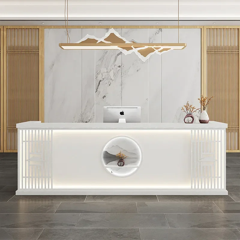 New Chinese Style Reception Desk for Hotel Bar Tea House Foot Bath Caier Shop Health Center Checkout Counter Table
