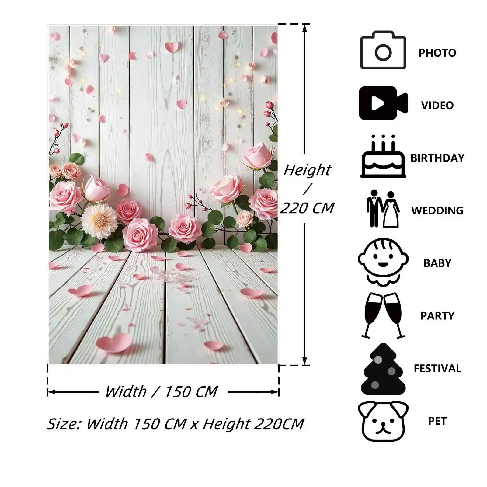 ดวงจันทร์. QG ดอกไม้ฤดูใบไม้ผลิไม้ Plank พื้นหลังการถ่ายภาพ Bokeh Blue Garden Photocall ฉากหลังเด็กสตูดิโอ Photozone อุปกรณ์เสริม