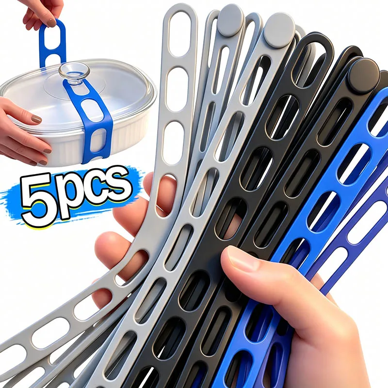 Faixa Elástica Universal de Silicone para Tampas de Panela, Suporte Reutilizável para Lancheira, Ferramenta para Churrasco ao Ar Livre, Suporte para Utensílios de Mesa e Cortinas
