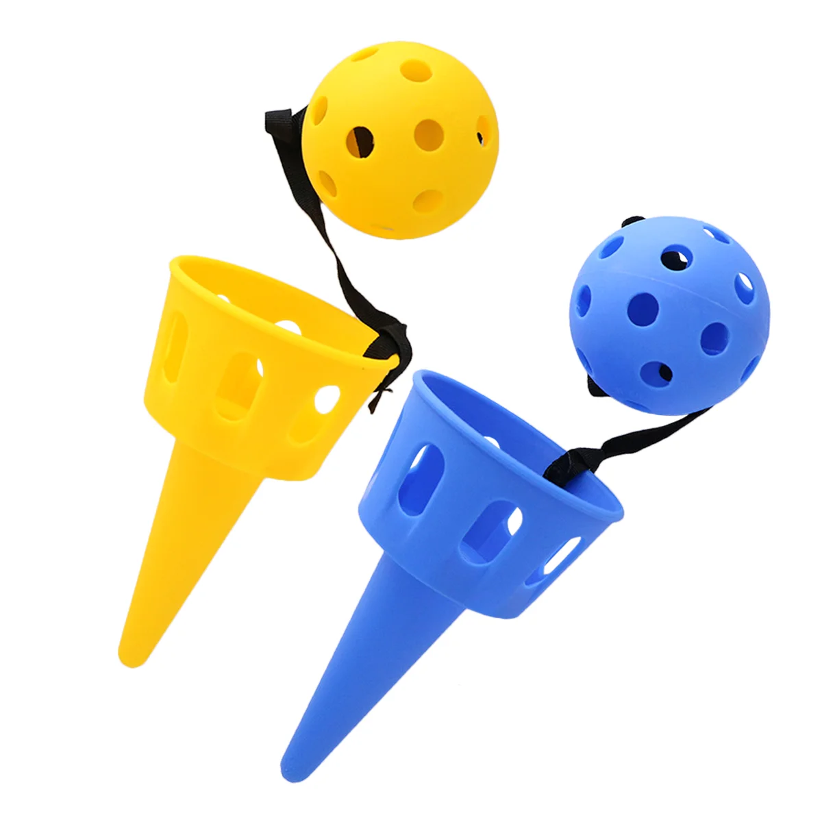 

2 Sets of Scoop Ball Toys Throw Chuck Ball Toy Outdoor Activities Ball for Kids (Yellow and Blue) catch game