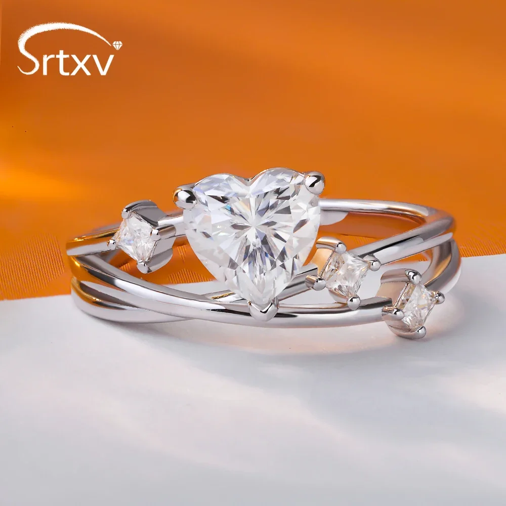 

1CT кольца с муассанитом в форме сердца, цвет D, для женщин, стерлинговое серебро S925, предложение, свадебное кольцо с бриллиантом для невесты, ювелирные изделия, подарки