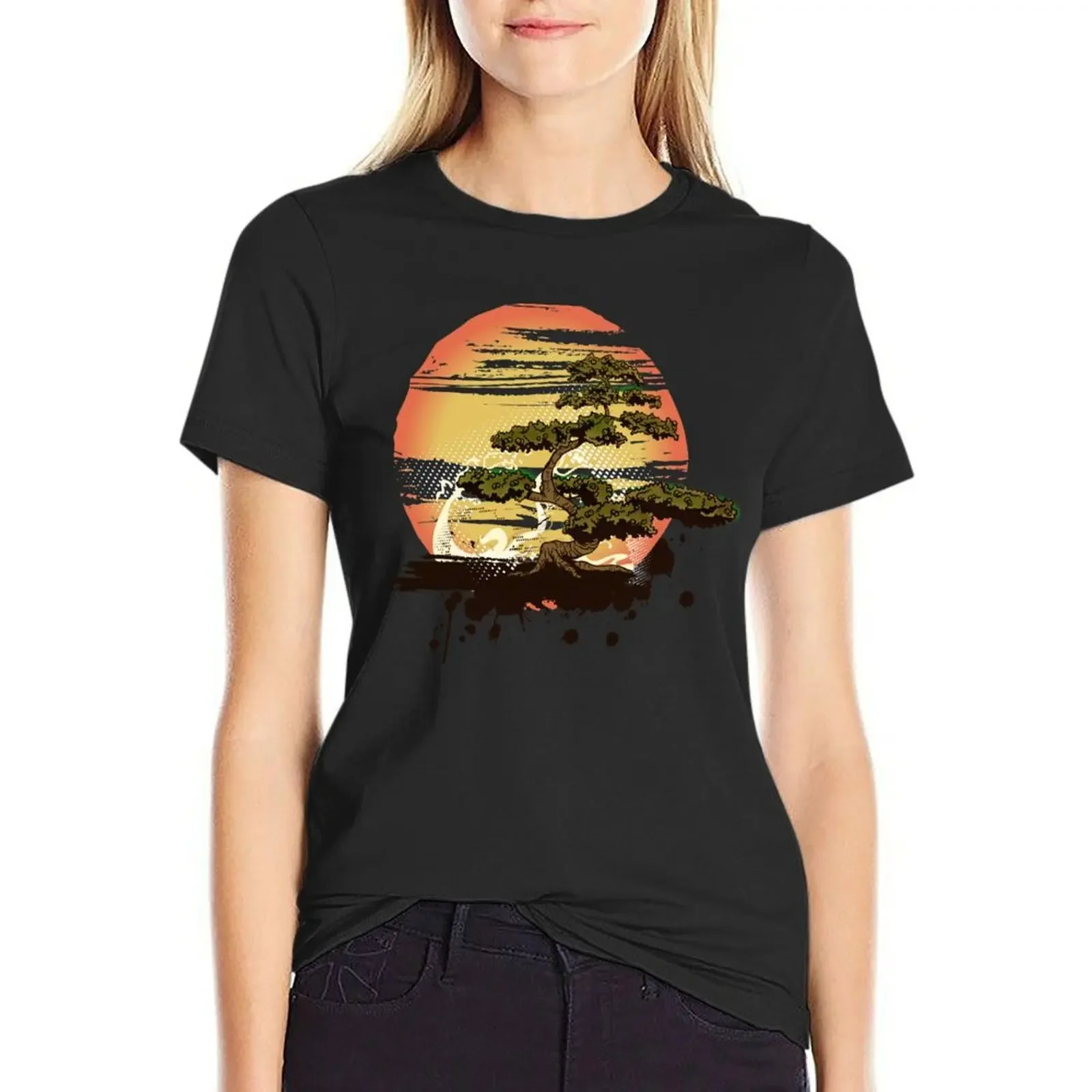 

Bonsai Tree Karate Dojo T-Shirt sports fans customs Short sleeve tee summer top cat shirts for Women