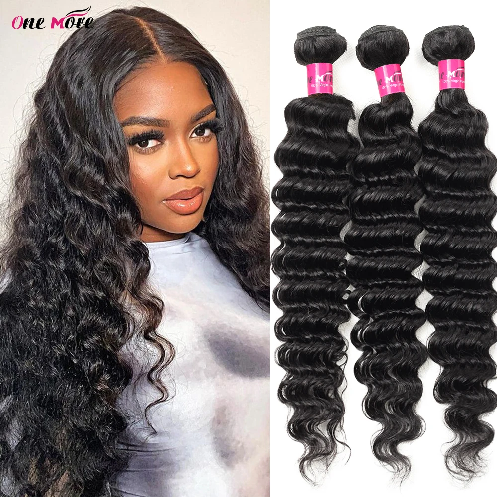 Deep Wave Human Hair Bundles For Women Brazilian Weaving 26 28 Inch Virgin Hair Extensions Deep Hair Bundles 1/3/4 Pcs