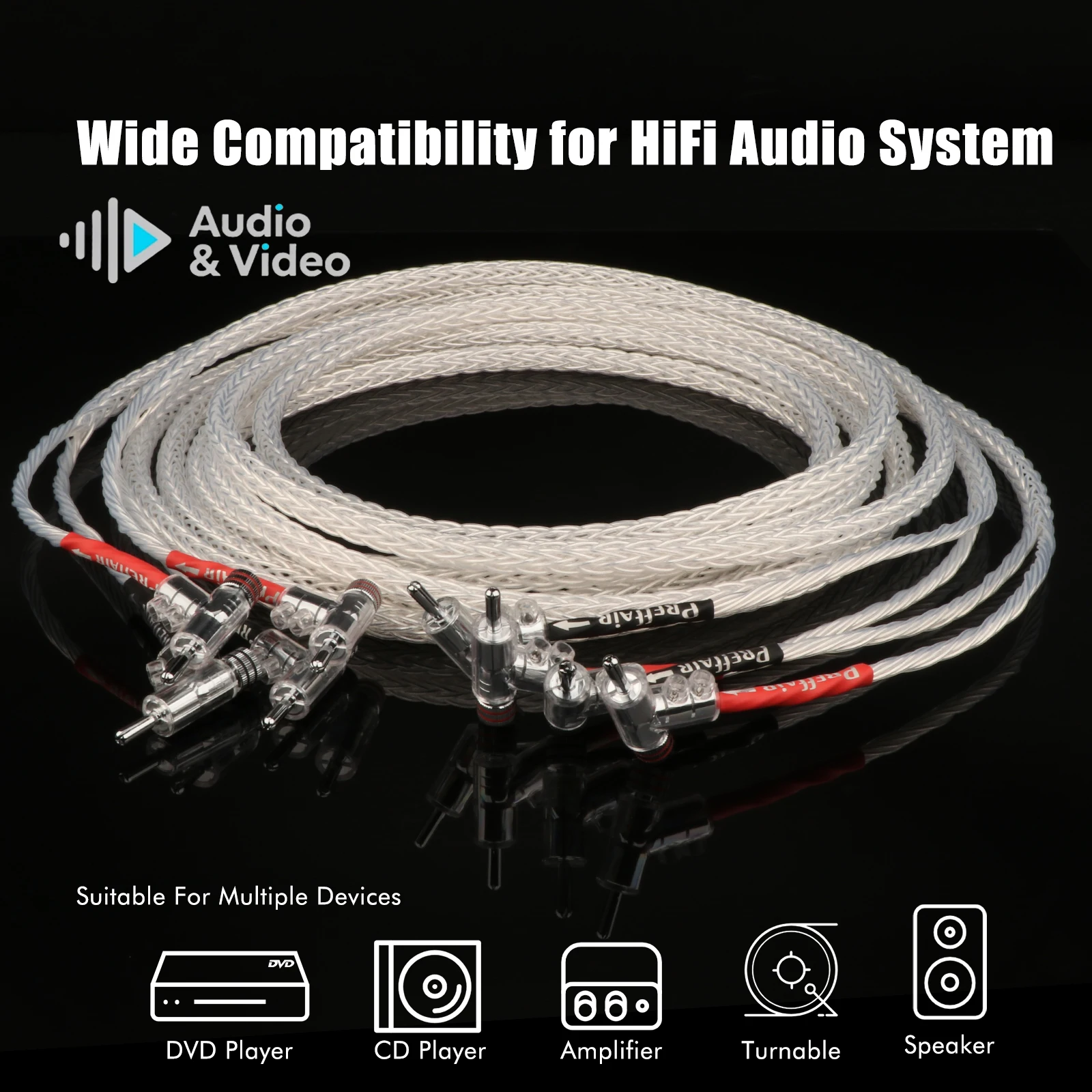 pair-16cores-speaker-cable-8n-occ-silver-plated-ribbon-speaker-wire-y-spade-to-45degree-banana-plugs-for-amplifierer-loudspeaker