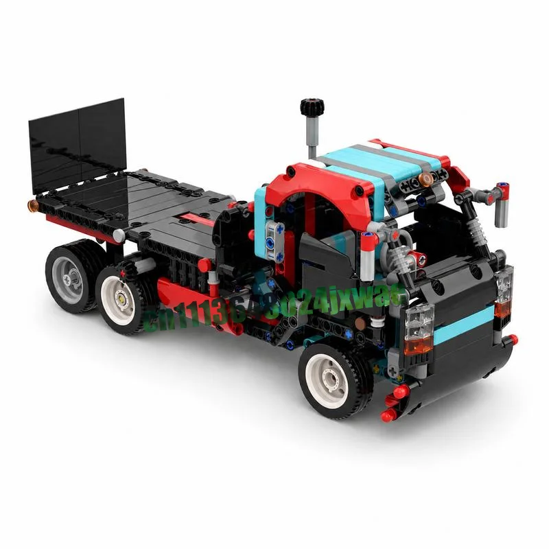 478PCS Mini Mechanical Flatbed Rescue Truck Engineering Vehicle Custom Building Blocks DIY Assembly Educational Collection Gift