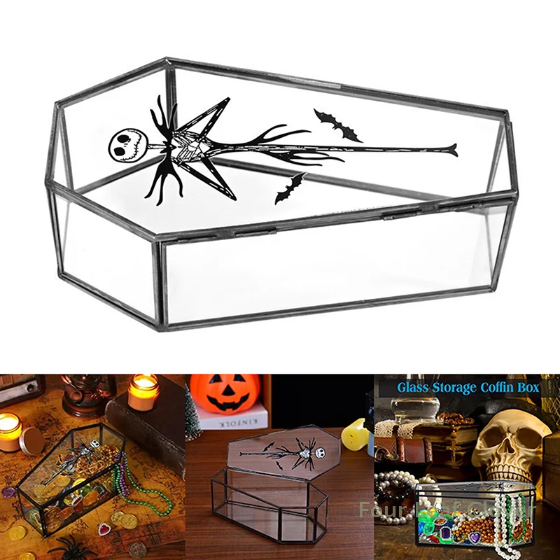 

Gothic Black Glass Jewelry Box Coffin Trinket Holder Small Display Case Gift Boxes Decorative Storage Box Halloween Candy Box