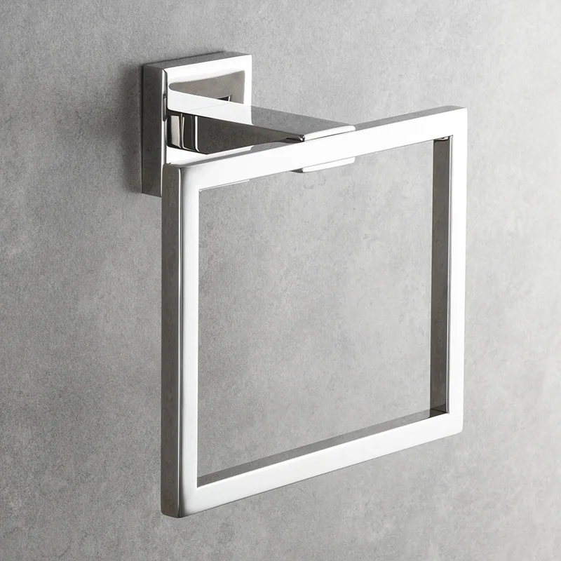 Nickel 304 Stainless Steel Bathroom Towel Ring Square Bathroom Hanging Ring Wall-mounted Towel Hanger Bathroom Accessories